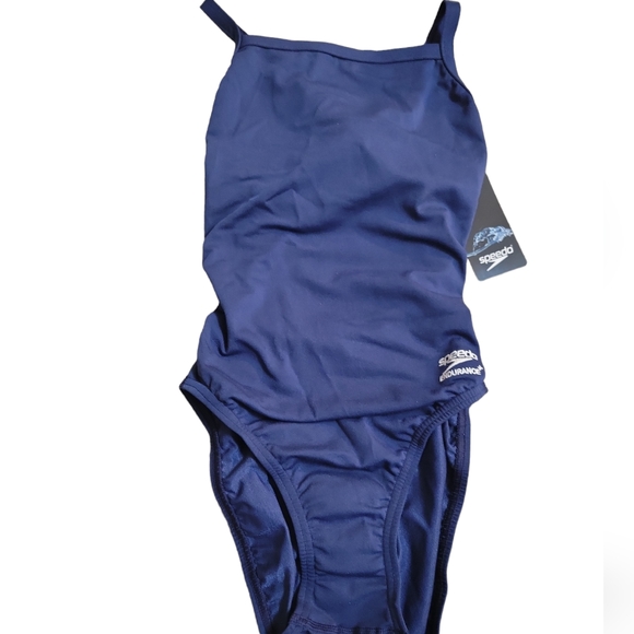 Speedo Women's Swimsuit One Piece Endurance+ Flyback Solid Navy 28 adult - Picture 1 of 11